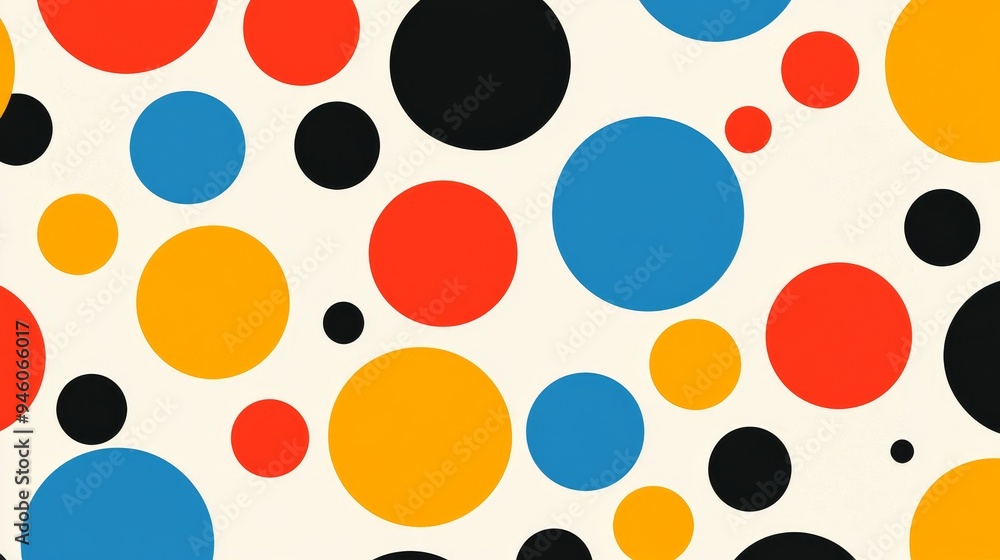 A retro polka dot pattern with large, evenly spaced dots in vibrant colors against a contrasting background A retro polka dot pattern with large, evenly spaced dots in vibrant colors against a contrasting background