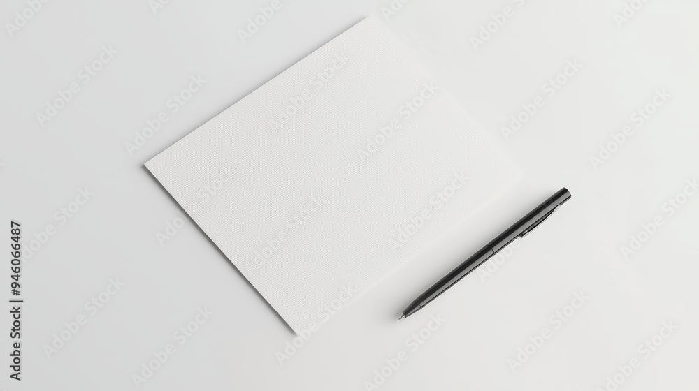 A simple letterhead mock-up on a clean desk, with a single pen lying beside it A simple letterhead mock-up on a clean desk, with a single pen lying beside it