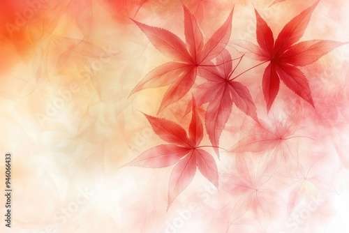 Autumn's dance of vibrant red leaves gently floating against a soft, warm background, capturing the essence of nature's beauty during the fall season. Autumn background, copy space.