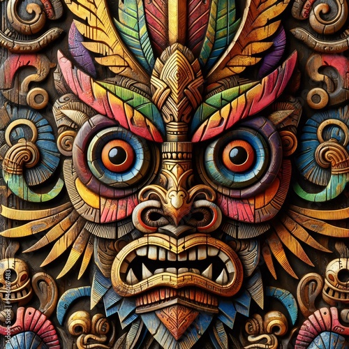 Wallpaper Mural Funny cartonized tiki mask pattern
 Torontodigital.ca