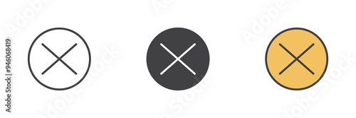 Delete, cancel different style icon set