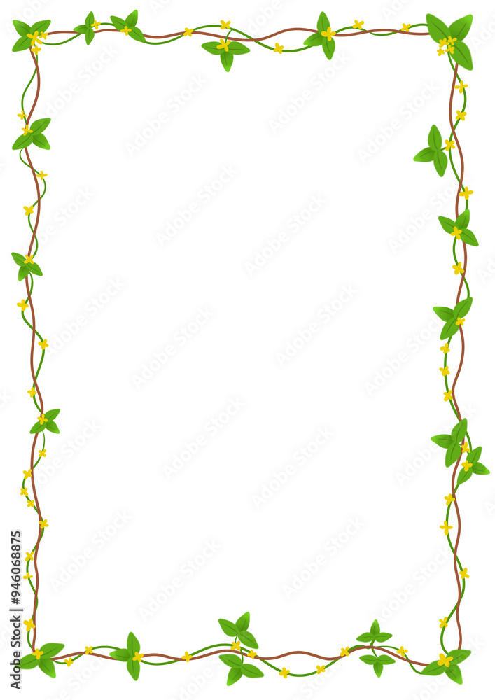 A4 paper frame green leaves with yellow flowers A4 paper frame green leaves with yellow flowers