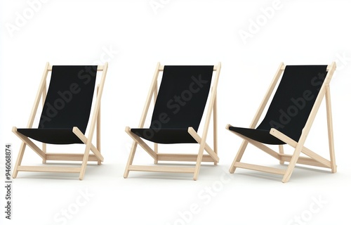 Here are a few views of a black folding beach chair