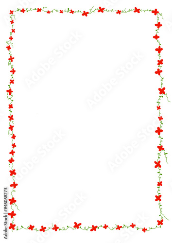 Wallpaper Mural A4 paper frame green leaves with red flowers Torontodigital.ca