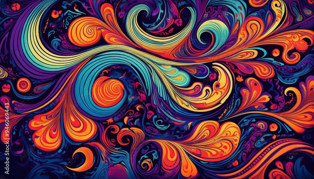 Psychedelic pattern with swirling shapes and distorted Halloween imagery. Psychedelic pattern with swirling shapes and distorted Halloween imagery.