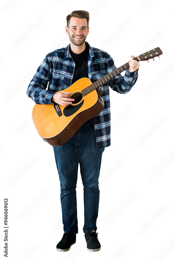Man with guitar png sticker, transparent background Man with guitar png sticker, transparent background