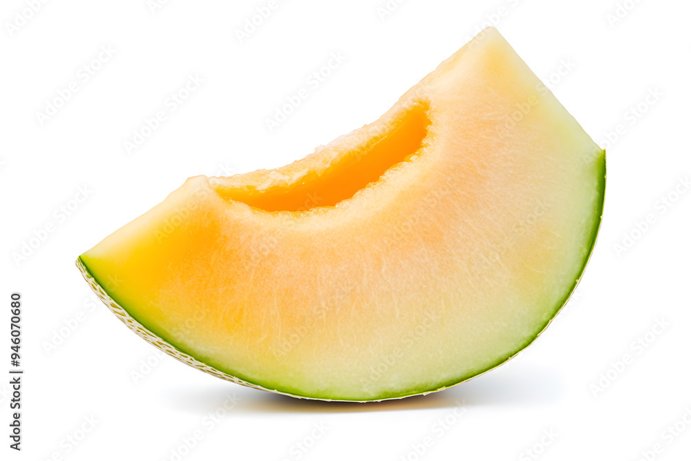 Cut of fresh ripe melon isolated on white background Cut of fresh ripe melon isolated on white background