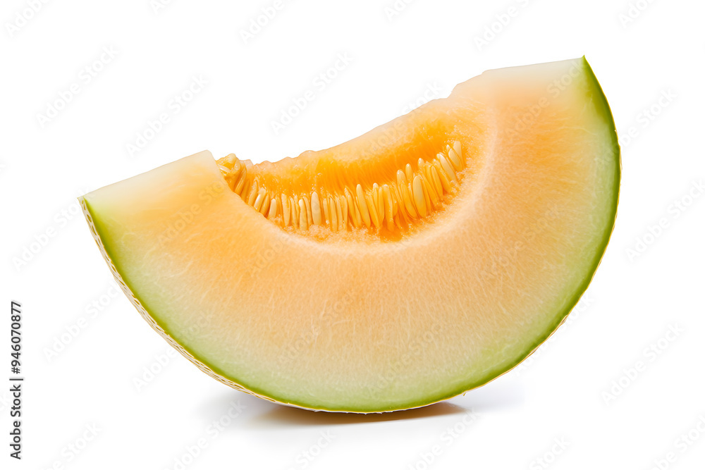 Cut of fresh ripe melon isolated on white background Cut of fresh ripe melon isolated on white background