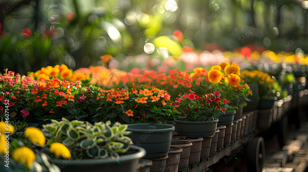 Fototapeta premium Gardener cutting spicy herbs with scissors growing at home vegetable garden, close-up view. Concept of home growing organic greens