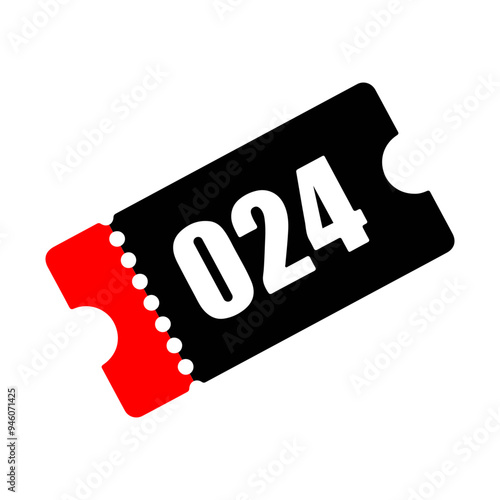 Numbered ticket icon. Event and queue symbol.