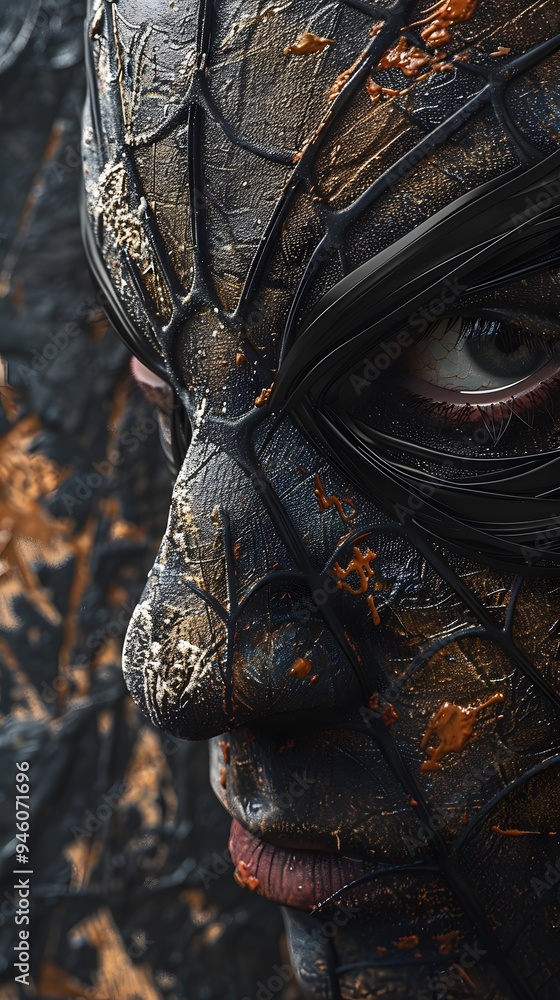 Close Up of a Cybernetic Eye with a Black Pattern. Close Up of a Cybernetic Eye with a Black Pattern.