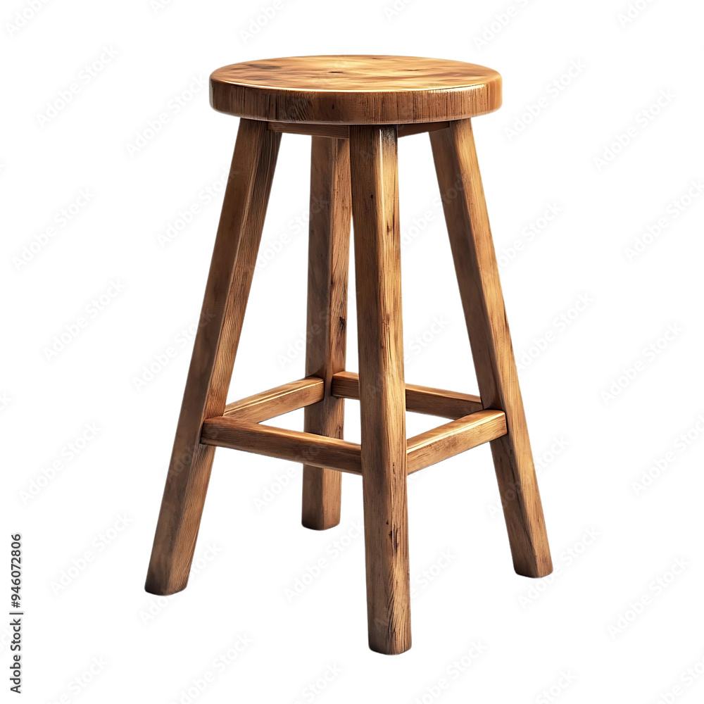 Solid Wood Bar Stool with Transparent Background - Rustic Design for Kitchen or Pub Solid Wood Bar Stool with Transparent Background - Rustic Design for Kitchen or Pub