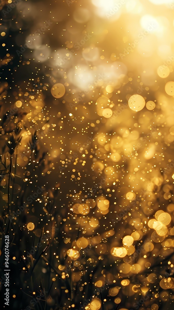 Digital golden glitter gradient polka dot poster background Digital golden glitter gradient polka dot poster background