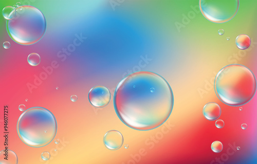 Soap bubbles on colorful background