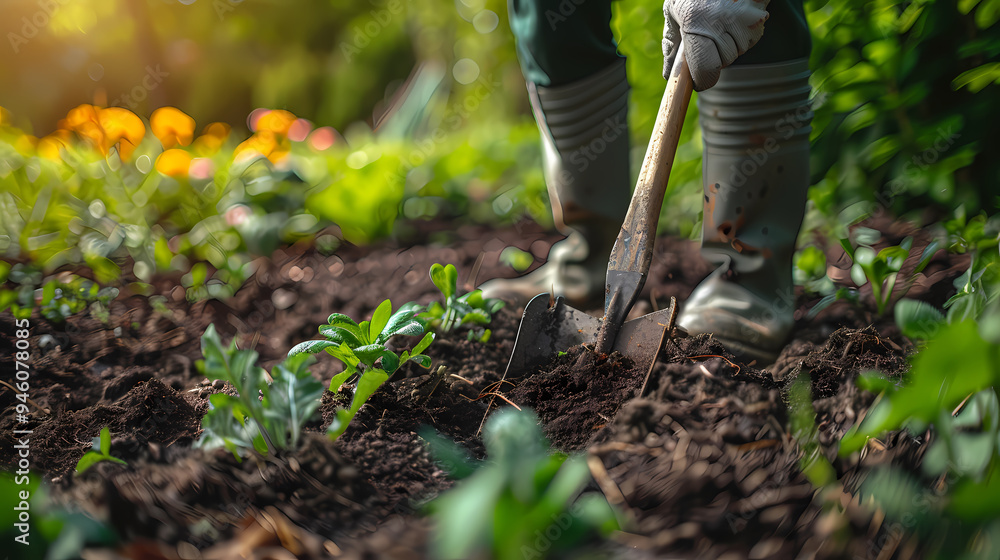 Gardener cutting spicy herbs with scissors growing at home vegetable garden, close-up view. Concept of home growing organic greens Gardener cutting spicy herbs with scissors growing at home vegetable garden, close-up view. Concept of home growing organic greens