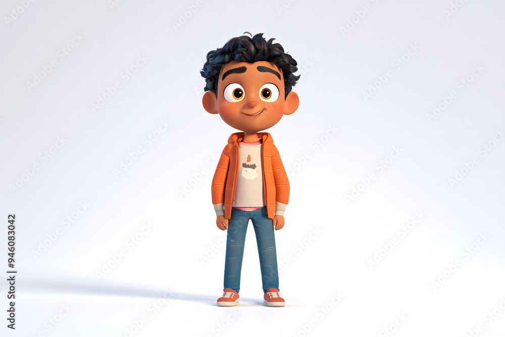 A full-body cartoon character stands on a stark white background, featuring exaggerated proportions and a vibrant color palette. The character is designed with playful expressions, large eyes, and a A full-body cartoon character stands on a stark white background, featuring exaggerated proportions and a vibrant color palette. The character is designed with playful expressions, large eyes, and a