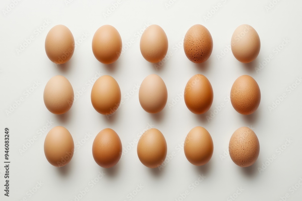 A selection of fresh Grade A eggs, showing the range of shell colors and textures. A selection of fresh Grade A eggs, showing the range of shell colors and textures.