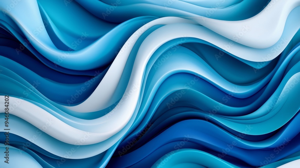 A pattern of abstract waves and swirls in shades of blue and turquoise, evoking a calming, oceanic feel A pattern of abstract waves and swirls in shades of blue and turquoise, evoking a calming, oceanic feel
