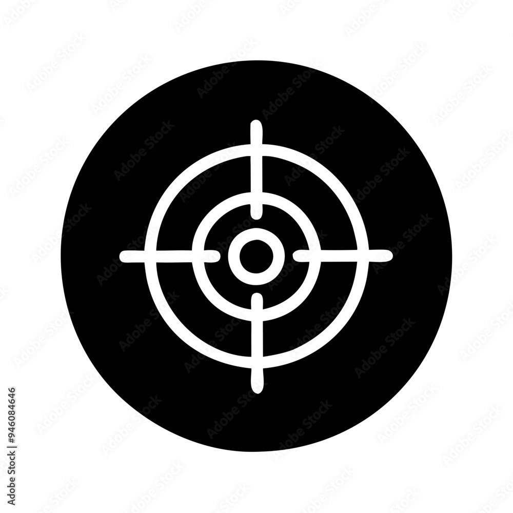Target icon, simple black and white design with a circular background Target icon, simple black and white design with a circular background