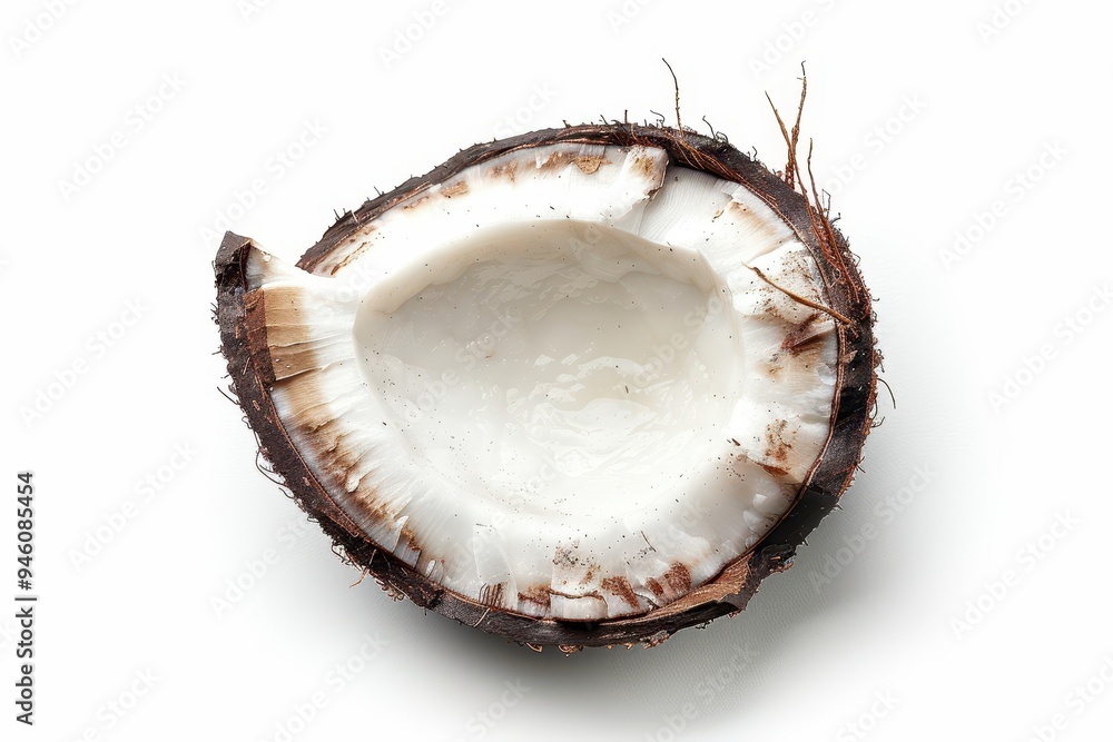 Coconut slice on white background Set Coconut slice on white background Set