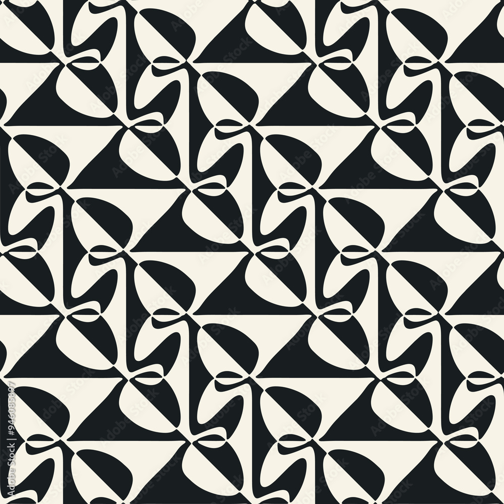 Black And White Ornate Optical Checked Pattern Black And White Ornate Optical Checked Pattern