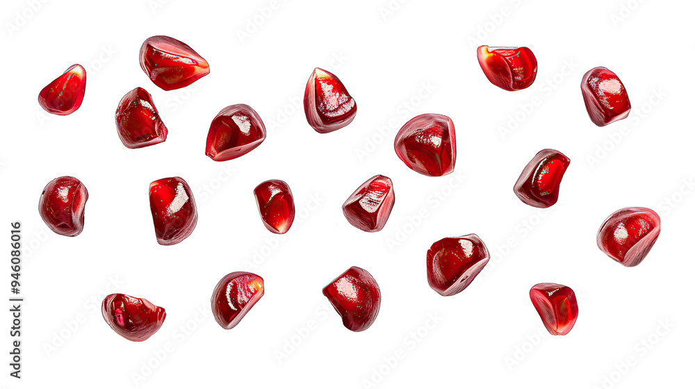 Set of ripe pomegranate and seeds isolate on Transparency Background Set of ripe pomegranate and seeds isolate on Transparency Background