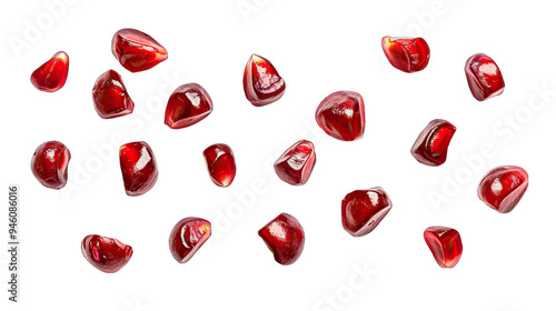 Set of ripe pomegranate and seeds isolate on Transparency Background