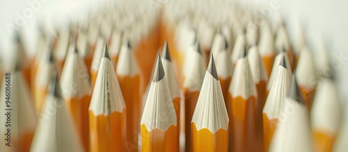 Pencils for sketching on paper with copyspace top view A concept for an art school or artist A composition of various pencils on paper placed at different angles Shallow depth of field and bokeh effe photo