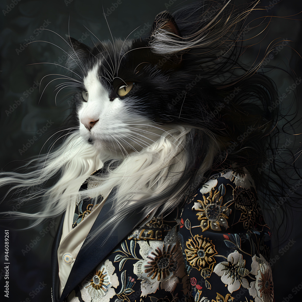 Fototapeta premium Portrait of a fashionable cat