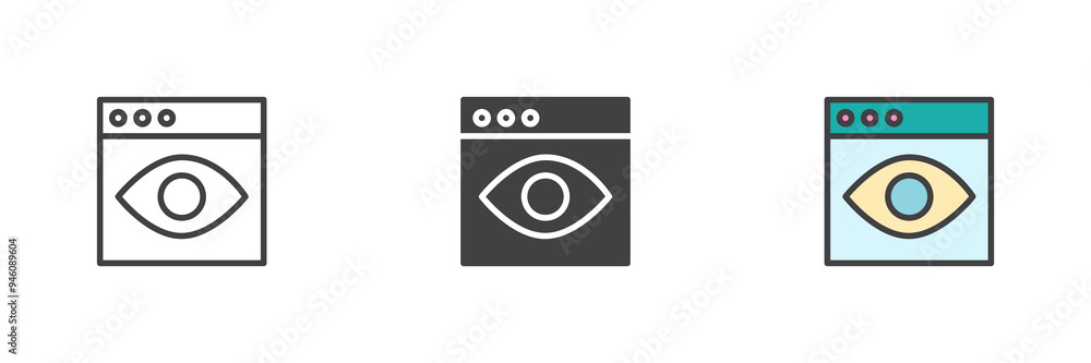 Web page privacy mode different style icon set Web page privacy mode different style icon set