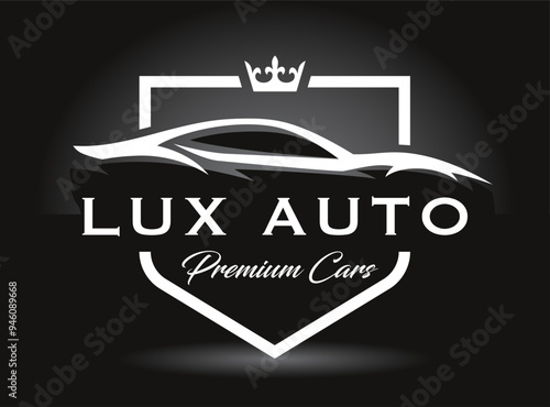 Majestic logo design representing a luxury auto dealership, showcasing sleek lines and elegance. Perfect for premium car brands highlighting opulence and sophistication.
