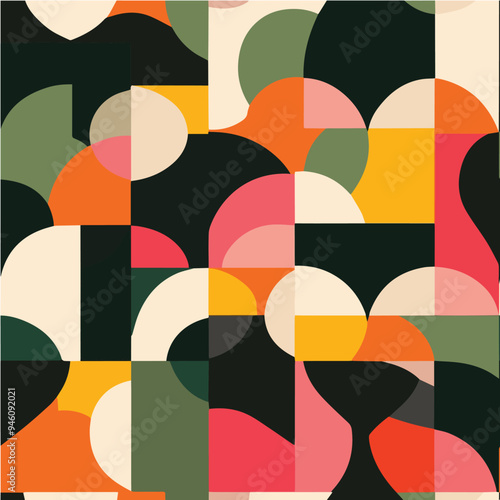 Geometric seamless pattern with abstract shapes