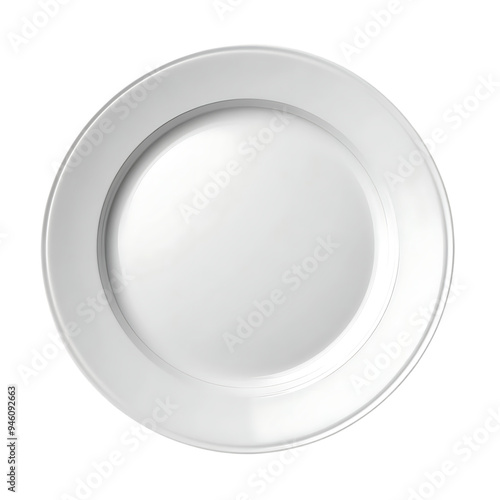 White Porcelain Plate with Transparent Background, Ideal for Mockups and Design Projects