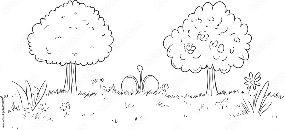 Whimsical Tree Line Art Whimsical Tree Line Art