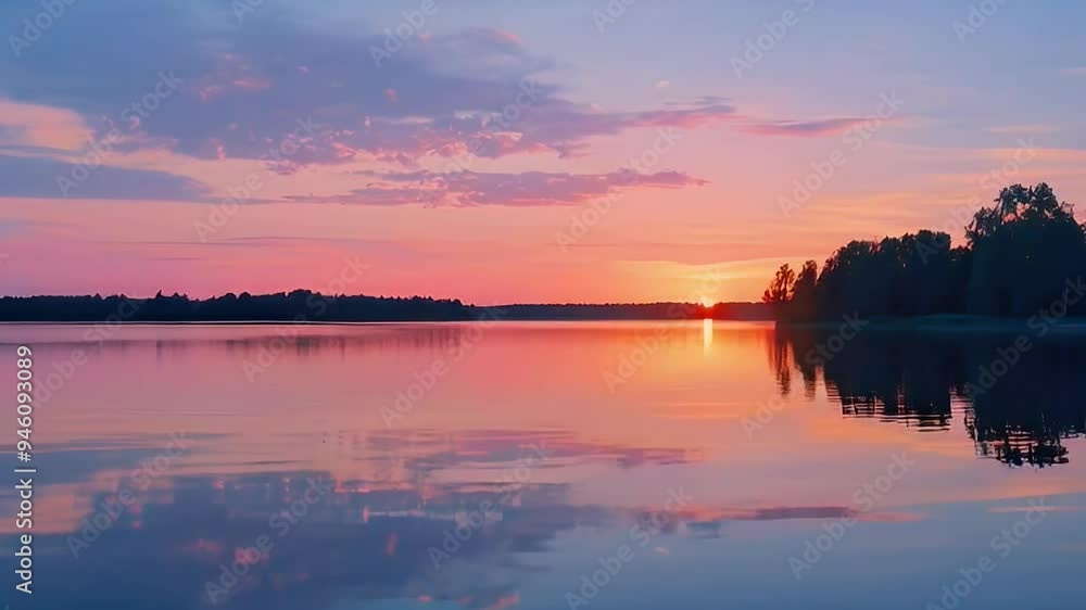 Pink Sunset on a Calm Lake Pink Sunset on a Calm Lake