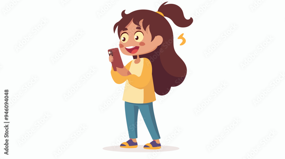 Excited Little Girl Chatting on Phone Excited Little Girl Chatting on Phone