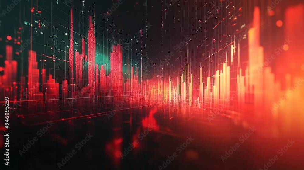 Animated graph showing rising dividends with a looming shadow of risk approaching, stock market dividends risk, dynamic market uncertainty Animated graph showing rising dividends with a looming shadow of risk approaching, stock market dividends risk, dynamic market uncertainty