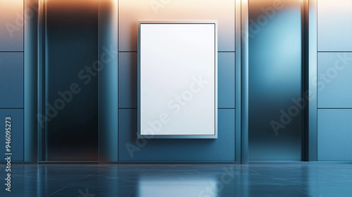 Modern Elevator Lobby with Blank Ad Space