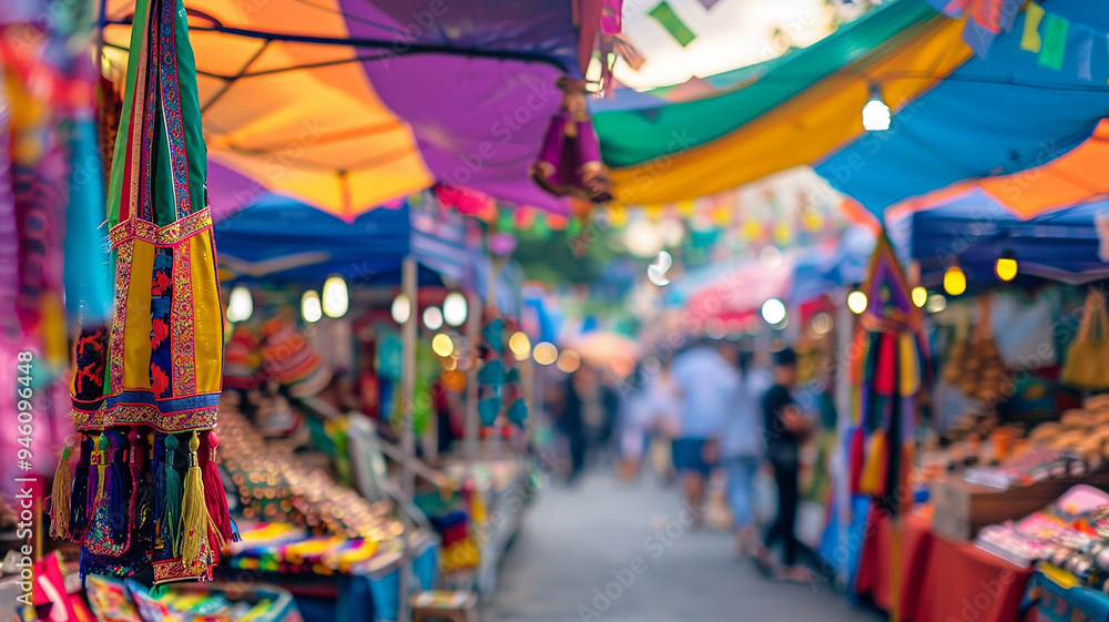 Fototapeta premium street market with colorful tents