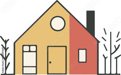 Simple Rustic House Illustration