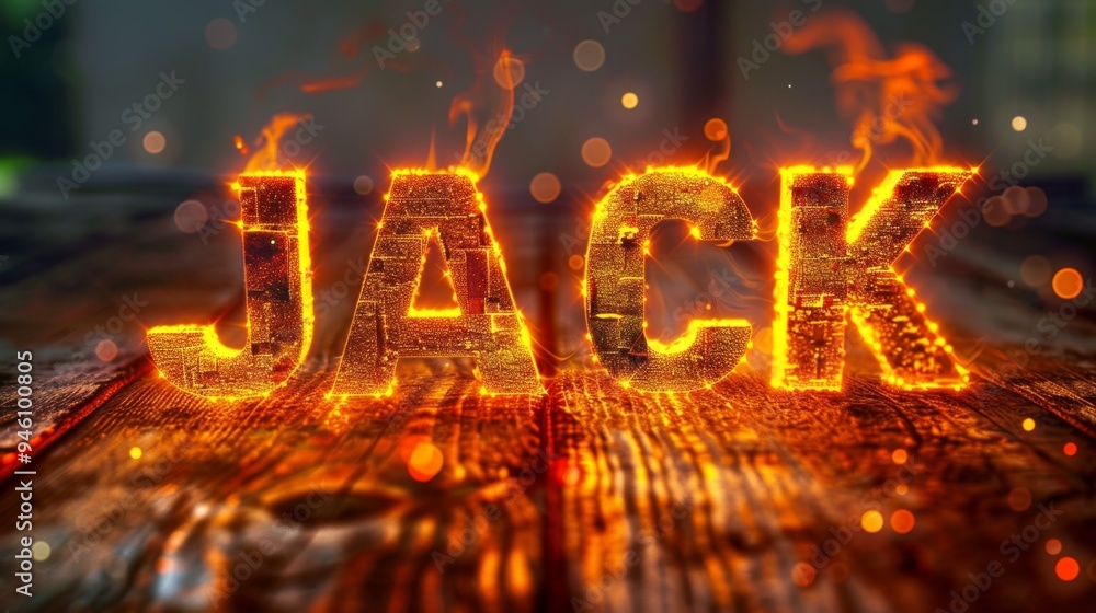 Naklejka premium Orange LED personalized name postcard perfect for decor.