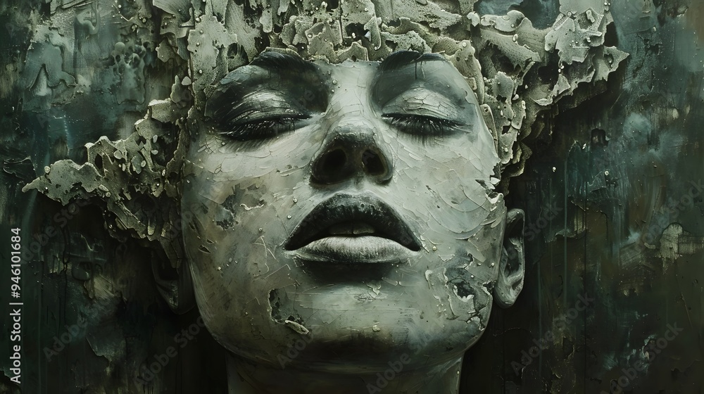 Abstract Face with Cracked Surface. Abstract Face with Cracked Surface.