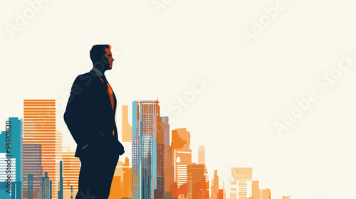 Professional Businessman Standing against Cityscape