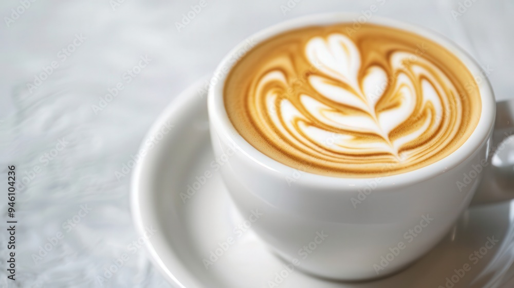 Cozy Latte Art Close-Up, intimate view of a beautifully crafted latte art on a coffee cup, minimalistic style, inviting ambiance with ample room for personalized text. Cozy Latte Art Close-Up, intimate view of a beautifully crafted latte art on a coffee cup, minimalistic style, inviting ambiance with ample room for personalized text.