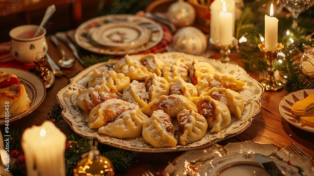 Pierogi Feast: Traditional Polish Dumplings with Festive Decor Pierogi Feast: Traditional Polish Dumplings with Festive Decor
