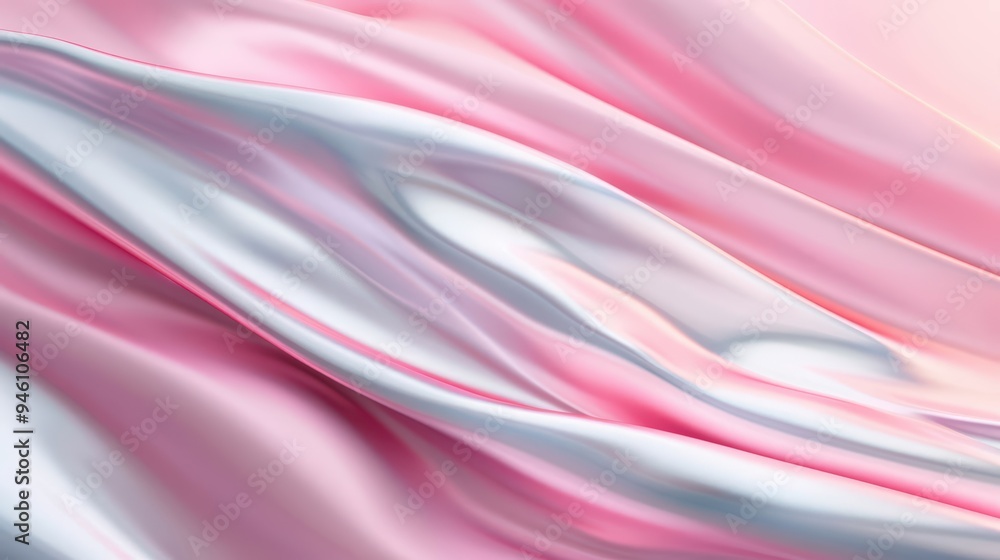 Abstract Pink and White Silk Fabric Background with Smooth Flowing Texture and Soft Gradient Colors Abstract Pink and White Silk Fabric Background with Smooth Flowing Texture and Soft Gradient Colors