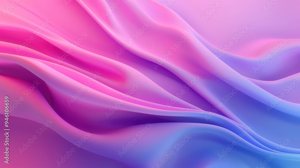 Obraz premium Abstract Gradient Background with Flowing Pink and Purple Fabric-Like Waves in Soft Light