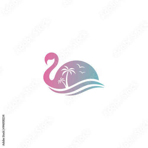 swan beach simple sleek creative geometric modern logo design
