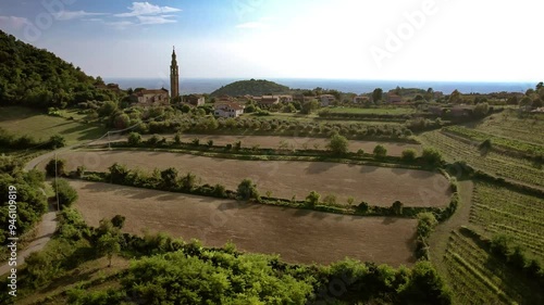 Scenic Village with Church and Fields photo