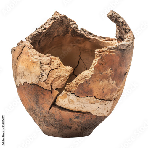 Cracked and Broken Clay Pottery Fragment
